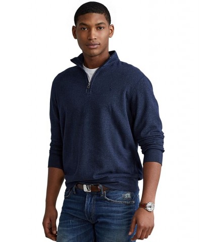 Men's Double-Knit Quarter-Zip Pullover Blue $22.85 Sweatshirt