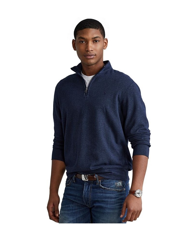 Men's Double-Knit Quarter-Zip Pullover Blue $22.85 Sweatshirt