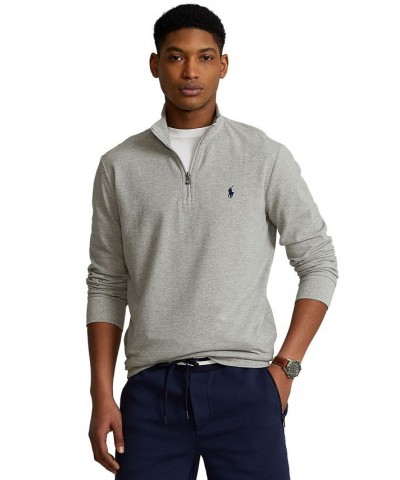 Men's Cotton Mesh Quarter-Zip Pullover Gray $45.90 Shirts