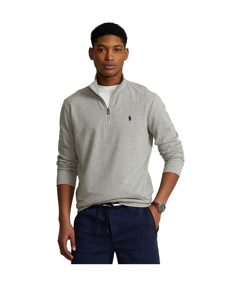 Men's Cotton Mesh Quarter-Zip Pullover Gray $45.90 Shirts