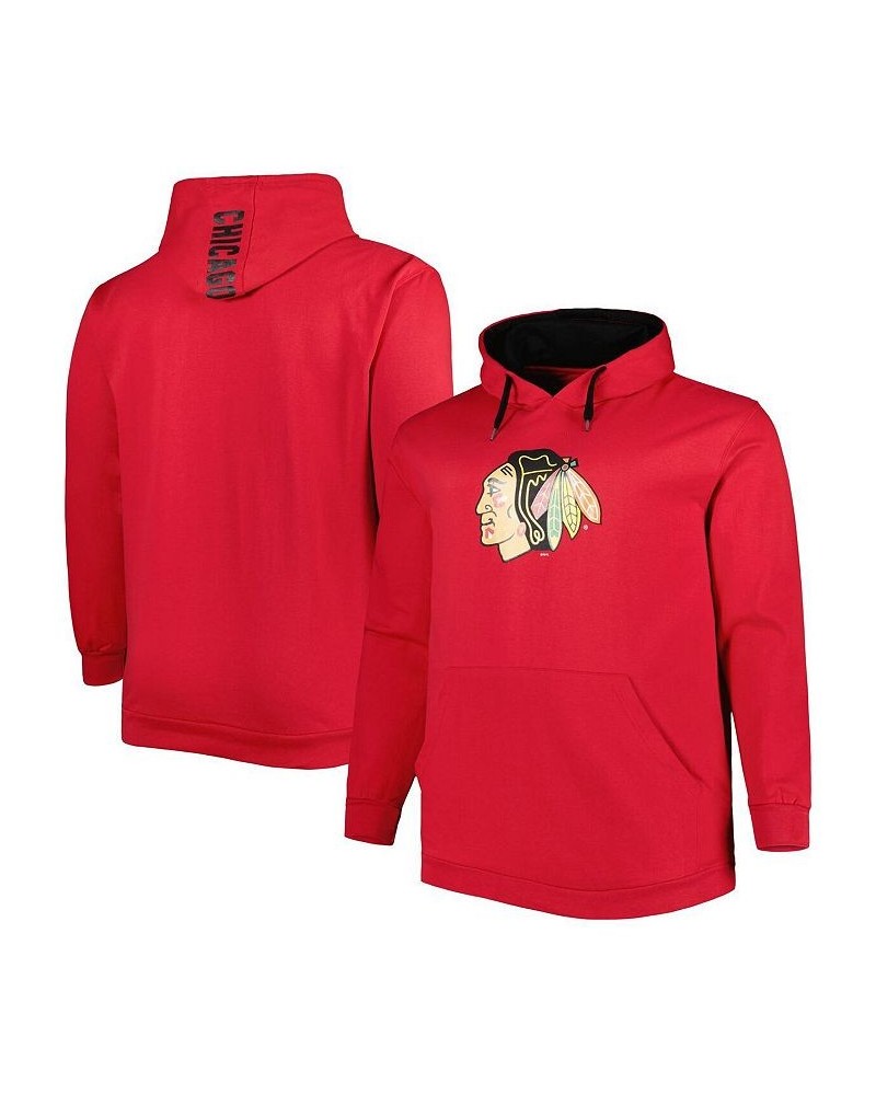 Men's Red Chicago Blackhawks Big and Tall Fleece Pullover Hoodie $42.30 Sweatshirt