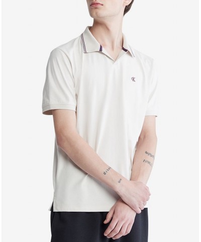 Men's Smooth Open Placket Short-Sleeve Logo Polo Shirt White $21.00 Shirts