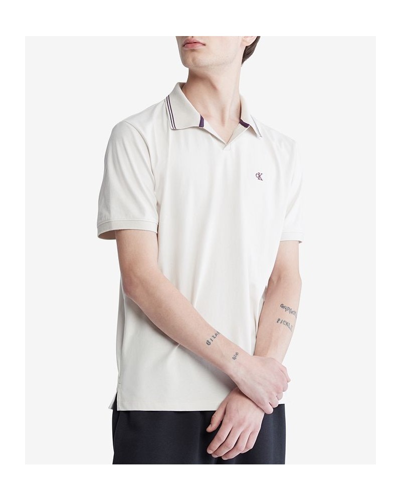 Men's Smooth Open Placket Short-Sleeve Logo Polo Shirt White $21.00 Shirts