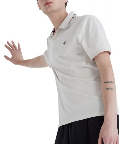 Men's Smooth Open Placket Short-Sleeve Logo Polo Shirt White $21.00 Shirts