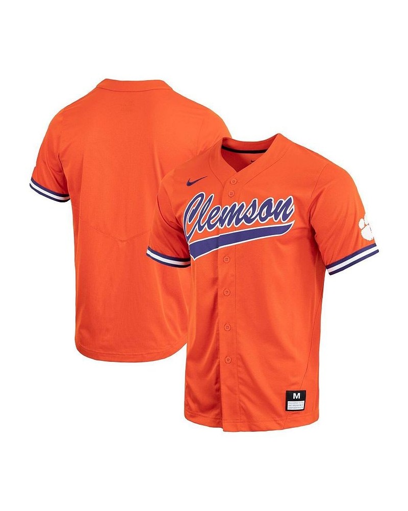 Men's Orange Clemson Tigers Replica Full-Button Baseball Jersey $50.00 Jersey