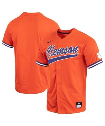 Men's Orange Clemson Tigers Replica Full-Button Baseball Jersey $50.00 Jersey