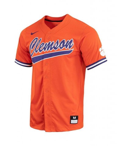 Men's Orange Clemson Tigers Replica Full-Button Baseball Jersey $50.00 Jersey