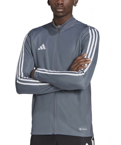 Men's Tiro 23 Slim-Fit Performance 3-Stripes Track Jacket Gray $29.90 Jackets