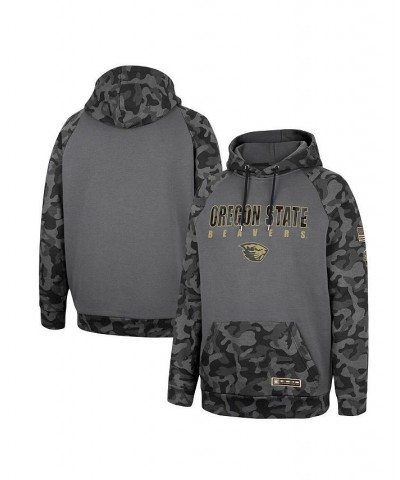 Men's Charcoal Oregon State Beavers OHT Military-Inspired Appreciation Camo Stack Raglan Pullover Hoodie $35.09 Sweatshirt