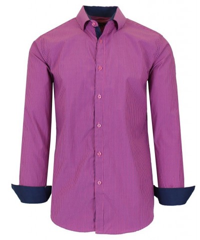 Men's Long Sleeve Pinstripe Dress Shirt PD08 $31.96 Shirts