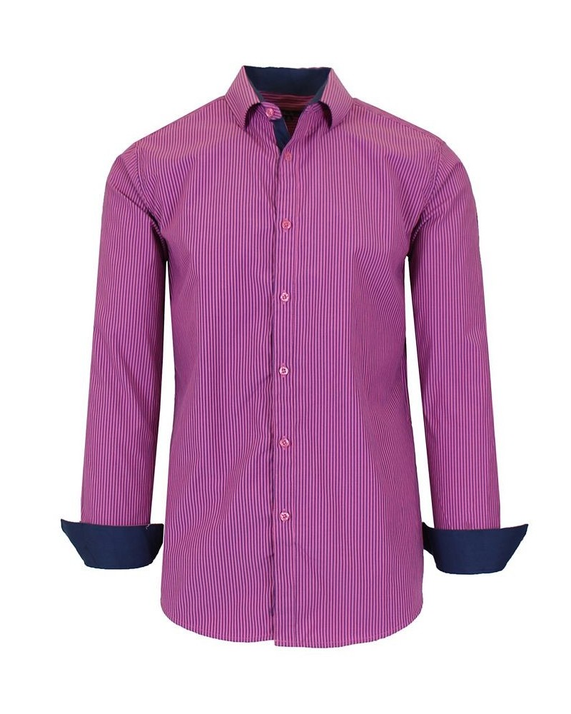 Men's Long Sleeve Pinstripe Dress Shirt PD08 $31.96 Shirts