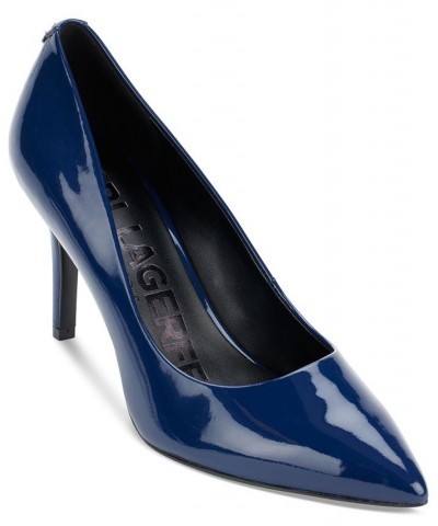 Women's Royale Pointed-Toe Patent Dress Pumps Blue $54.74 Shoes