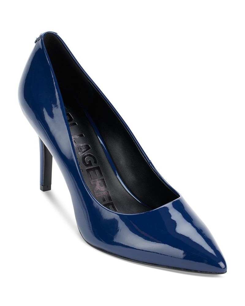 Women's Royale Pointed-Toe Patent Dress Pumps Blue $54.74 Shoes