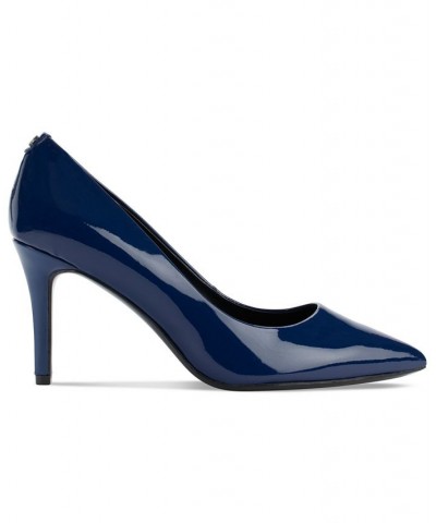 Women's Royale Pointed-Toe Patent Dress Pumps Blue $54.74 Shoes