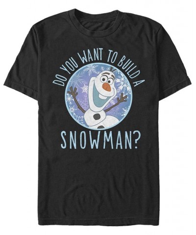 Men's Build Snowman Short Sleeve Crew T-shirt Black $17.50 T-Shirts