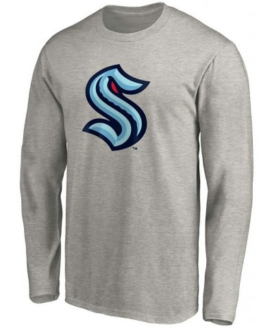 Men's Heather Gray Seattle Kraken Big and Tall Primary Logo Long Sleeve T-shirt $15.54 T-Shirts