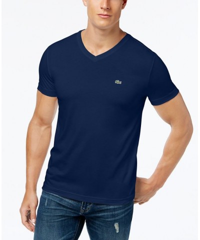 Men’s Classic V-Neck Soft Pima Cotton Tee Shirt Blue $37.80 T-Shirts