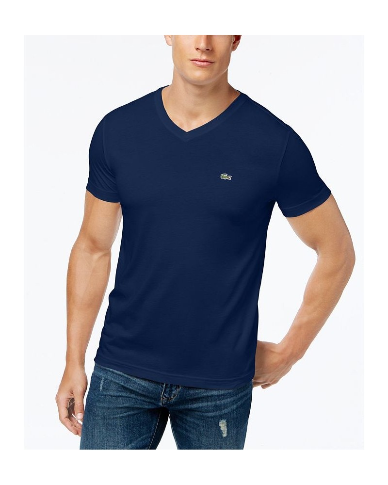 Men’s Classic V-Neck Soft Pima Cotton Tee Shirt Blue $37.80 T-Shirts