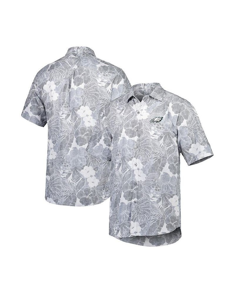 Men's Gray Philadelphia Eagles Coconut Point Playa Floral Camp IslandZone Button-Up Shirt $56.87 Shirts