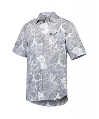 Men's Gray Philadelphia Eagles Coconut Point Playa Floral Camp IslandZone Button-Up Shirt $56.87 Shirts