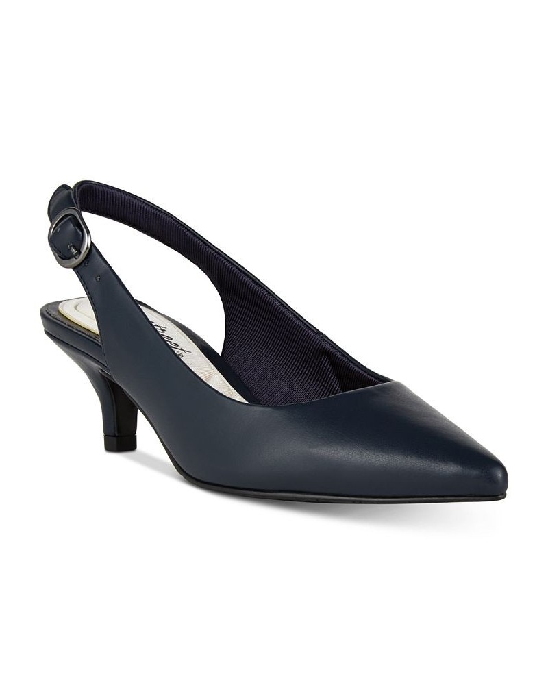 Faye Slingback Kitten-Heel Pumps Blue $38.50 Shoes