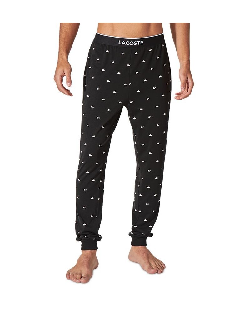 Men's Printed Pajama Joggers Black $25.80 Pajama