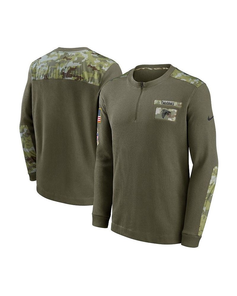 Men's Olive Atlanta Falcons 2021 Salute To Service Henley Long Sleeve Thermal Top $36.19 T-Shirts