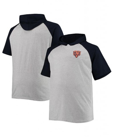 Men's Heathered Gray, Navy Chicago Bears Big and Tall Raglan Short Sleeve Pullover Hoodie $29.99 Sweatshirt
