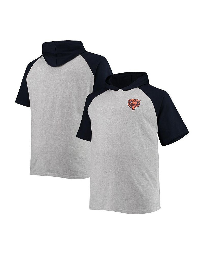 Men's Heathered Gray, Navy Chicago Bears Big and Tall Raglan Short Sleeve Pullover Hoodie $29.99 Sweatshirt