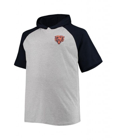 Men's Heathered Gray, Navy Chicago Bears Big and Tall Raglan Short Sleeve Pullover Hoodie $29.99 Sweatshirt