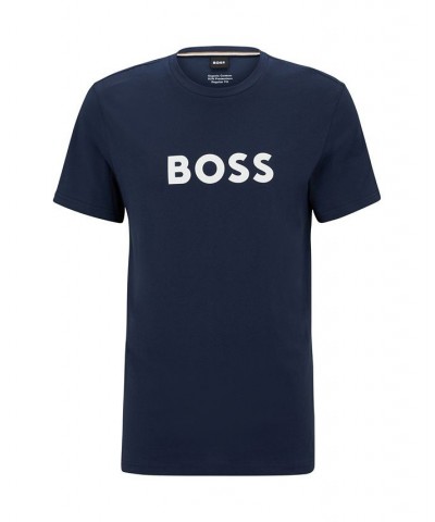 BOSS Men's Cotton Contrast Logo Relaxed-Fit T-shirt Blue $37.40 T-Shirts