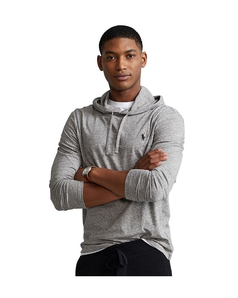 Men's Jersey Hooded T-Shirt Grey $35.78 Sweatshirt