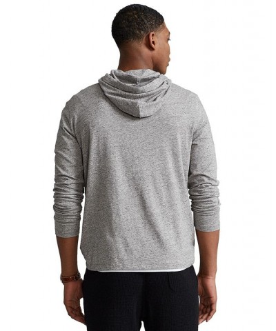 Men's Jersey Hooded T-Shirt Grey $35.78 Sweatshirt