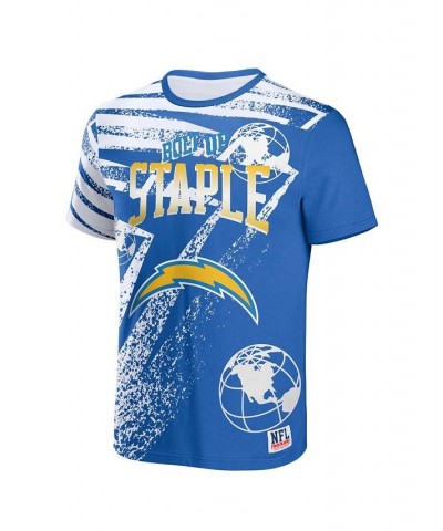 Men's NFL X Staple Blue Los Angeles Chargers Team Slogan All Over Print Short Sleeve T-shirt $16.80 T-Shirts
