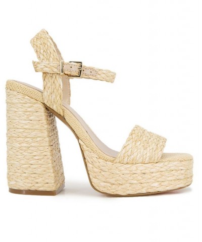 Women's Dolly Platform Sandals Natural Raffia $73.01 Shoes