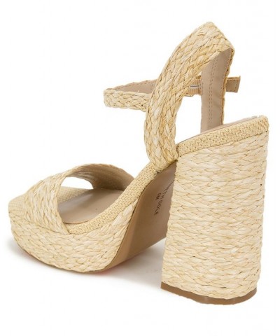 Women's Dolly Platform Sandals Natural Raffia $73.01 Shoes