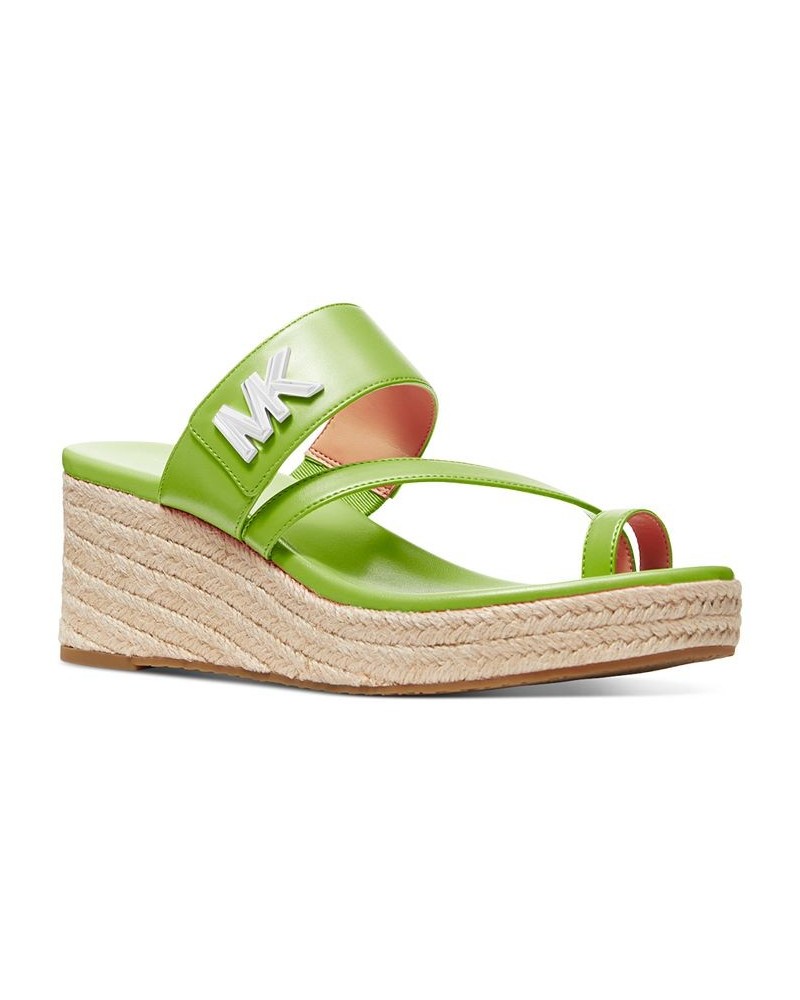 Women's Jilly Espadrille Platform Wedge Slide Sandals Green $54.74 Shoes