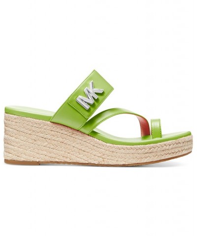 Women's Jilly Espadrille Platform Wedge Slide Sandals Green $54.74 Shoes