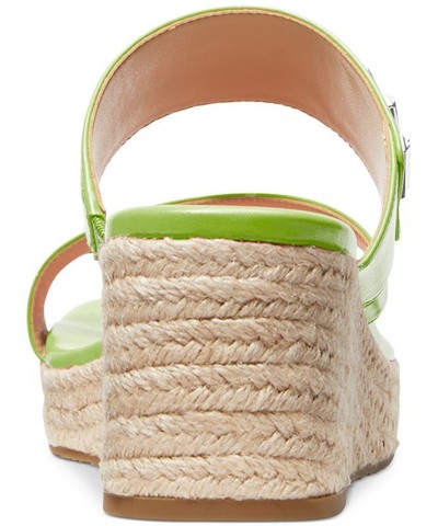 Women's Jilly Espadrille Platform Wedge Slide Sandals Green $54.74 Shoes