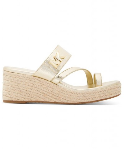 Women's Jilly Espadrille Platform Wedge Slide Sandals Green $54.74 Shoes