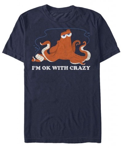 Men's Okay Crazy Short Sleeve Crew T-shirt Blue $18.89 T-Shirts