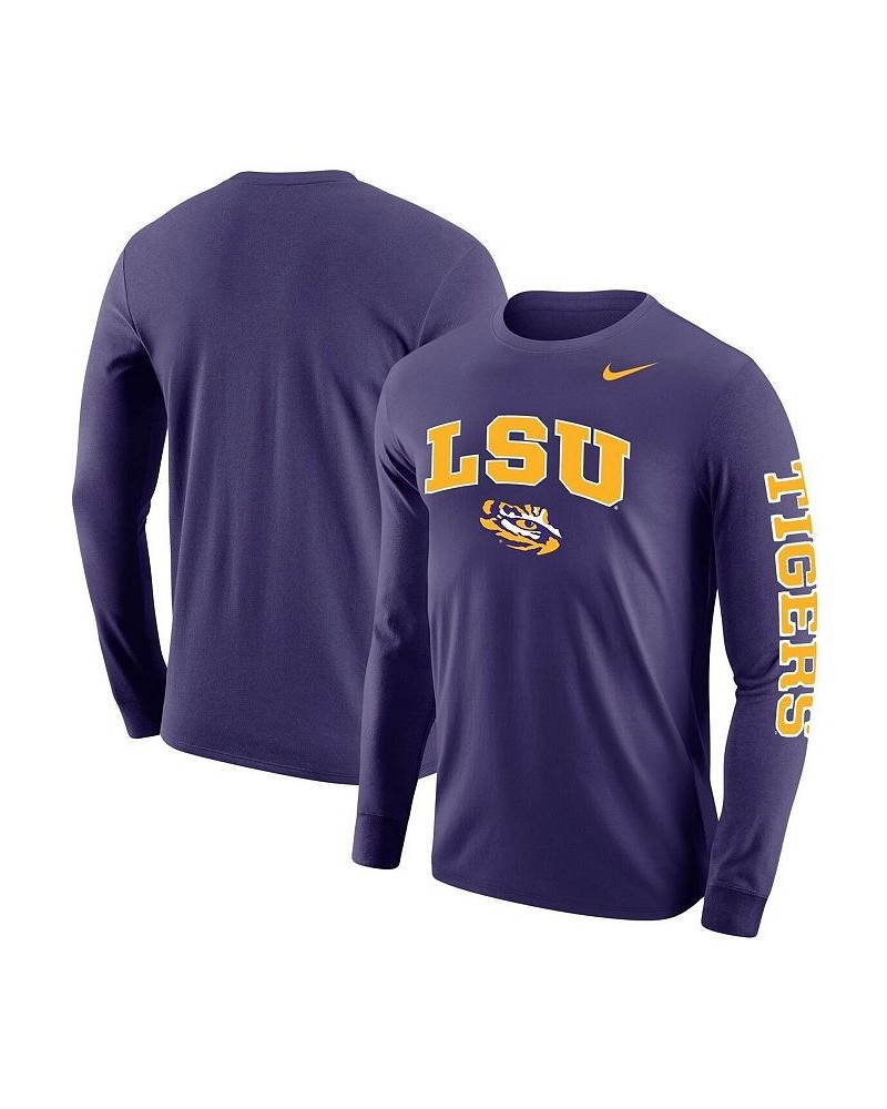 Men's Purple LSU Tigers Arch and Logo Two-Hit Long Sleeve T-shirt $29.99 T-Shirts