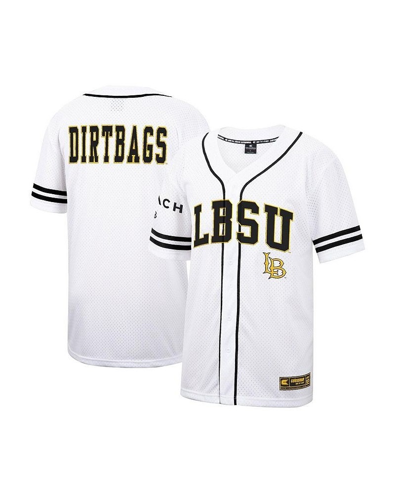 Men's White Cal State Long Beach The Beach Free-Spirited Full-Button Baseball Jersey $38.99 Jersey