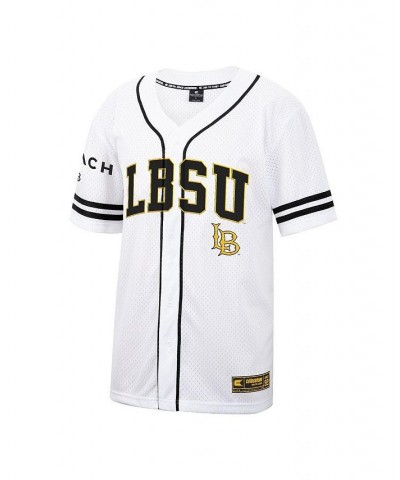 Men's White Cal State Long Beach The Beach Free-Spirited Full-Button Baseball Jersey $38.99 Jersey