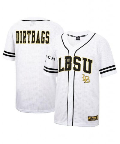 Men's White Cal State Long Beach The Beach Free-Spirited Full-Button Baseball Jersey $38.99 Jersey