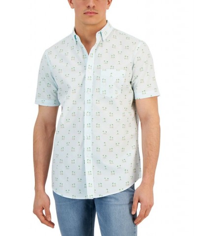 Men's Tropical Leisure Poplin Shirt Blue $35.11 Shirts