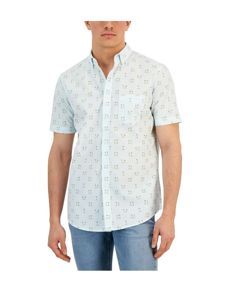 Men's Tropical Leisure Poplin Shirt Blue $35.11 Shirts