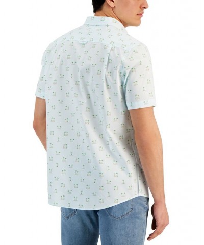 Men's Tropical Leisure Poplin Shirt Blue $35.11 Shirts