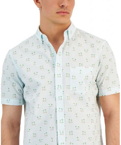 Men's Tropical Leisure Poplin Shirt Blue $35.11 Shirts