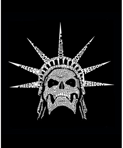 Men's Word Art Freedom Skull Short Sleeve T-shirt Gray $14.35 T-Shirts